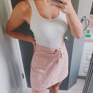 Light Blush Suede Skirt - Size 5/7/9